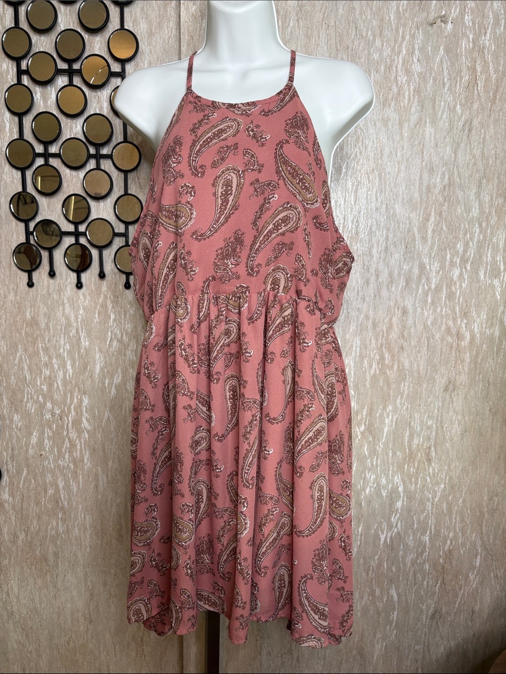 Wet Seal Pink Paisley Halter Mini Dress